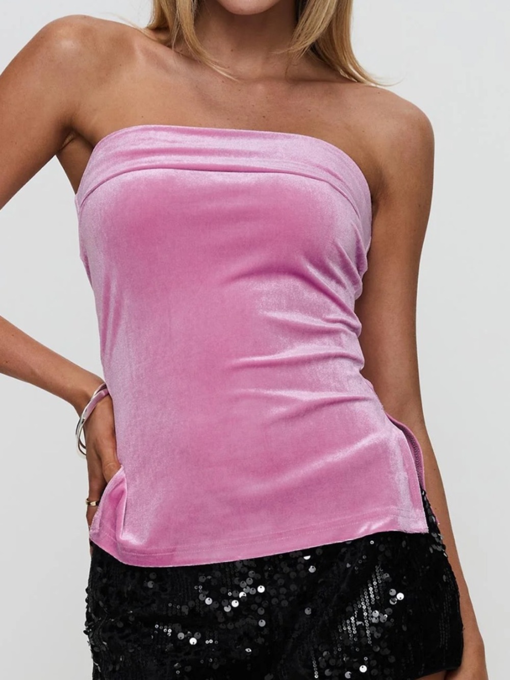 Strutter Strapless Top Velvet Pink